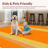 Ultra Soft Area Rug, Non Slip, Stain Resistant, Washable Area Rugs for Living Room, Bedroom, Artistic Plush Geometric Motif(Orange)