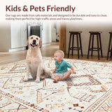 Ultra Soft Area Rug, Non Slip, Stain Resistant, Washable Area Rugs for Living Room, Bedroom, Contemporary Warm Color Contrast(Beige)