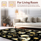 Ultra Soft Area Rug, Non Slip, Stain Resistant, Washable Area Rugs for Living Room, Bedroom, Modern Artistic Animal Head Welcome(Black)