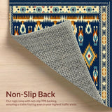 Ultra Soft Area Rug, Non Slip, Stain Resistant, Washable Area Rugs for Living Room, Bedroom, Southwestern Style Navy Geometric Area(Blue)
