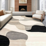 Ultra Soft Area Rug, Non Slip, Stain Resistant, Washable Area Rugs for Living Room, Bedroom, Artisan Crafted Beige Black with Flow(Beige)