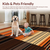Ultra Soft Area Rug, Non Slip, Stain Resistant, Washable Area Rugs for Living Room, Bedroom, Rustic Earthy Striped Textile(Brown)
