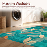 Ultra Soft Area Rug, Non Slip, Stain Resistant, Washable Area Rugs for Living Room, Bedroom, Rustic Textured Botanical Theme(Green)