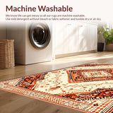 Ultra Soft Area Rug, Non Slip, Stain Resistant, Washable Area Rugs for Living Room, Bedroom, Rustic Ethnic Patterned Elegance(Beige)