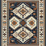 Ultra Soft Area Rug, Non Slip, Stain Resistant, Washable Area Rugs for Living Room, Bedroom, Rustic Geometric Medallion Aesthetic(Beige)