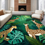 Ultra Soft Area Rug, Non Slip, Stain Resistant, Washable Area Rugs for Living Room, Bedroom, Vivid Safari Wildlife Motif(Green)