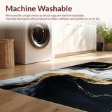Ultra Soft Area Rug, Non Slip, Stain Resistant, Washable Area Rugs for Living Room, Bedroom, Minimalist Luxe Marble Effect(Black)
