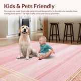 Ultra Soft Area Rug, Non Slip, Stain Resistant, Washable Area Rugs for Living Room, Bedroom, Striking Soft Velvet Symmetrical Style(Pink)