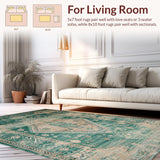 Ultra Soft Area Rug, Non Slip, Stain Resistant, Washable Area Rugs for Living Room, Bedroom, Transitional Subtle Patterned Design(Green)