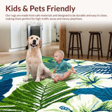 Elegant Blue Green Botanical Print(Blue)