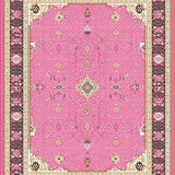 Ultra Soft Area Rug, Non Slip, Stain Resistant, Washable Area Rugs for Living Room, Bedroom, Unique Textured Medallion Style(Pink)