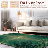 Ultra Soft Area Rug, Non Slip, Stain Resistant, Washable Area Rugs for Living Room, Bedroom, Geometric Spotted with Deep Green and Gold(Green)