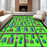 Ultra Soft Area Rug, Non Slip, Stain Resistant, Washable Area Rugs for Living Room, Bedroom, City-Themed Green Educational Playroom Carpet(Blue)