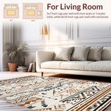 Ultra Soft Area Rug, Non Slip, Stain Resistant, Washable Area Rugs for Living Room, Bedroom, Contemporary Textured Geometric Theme(Brown)