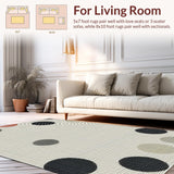 Ultra Soft Area Rug, Non Slip, Stain Resistant, Washable Area Rugs for Living Room, Bedroom, Joyful Black and White Motif(White)