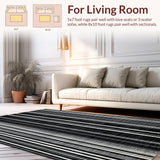 Ultra Soft Area Rug, Non Slip, Stain Resistant, Washable Area Rugs for Living Room, Bedroom, Chic Black and White Geometric Rug, Handcrafted Design for Modern Decor(Black)