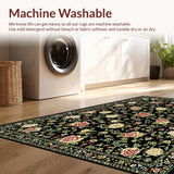 Ultra Soft Area Rug, Non Slip, Stain Resistant, Washable Area Rugs for Living Room, Bedroom, Contemporary Lush Floral Ensemble(Black)