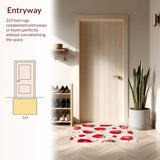 Ultra Soft Area Rug, Non Slip, Stain Resistant, Washable Area Rugs for Living Room, Bedroom, Charming Playful Fruit Motif(Red)