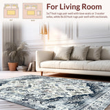 Ultra Soft Area Rug, Non Slip, Stain Resistant, Washable Area Rugs for Living Room, Bedroom, Rustic Vintage Patterned Elegance(White)