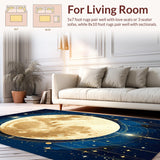 Ultra Soft Area Rug, Non Slip, Stain Resistant, Washable Area Rugs for Living Room, Bedroom, Enchanting Radiant Orb Patterns(Gold)