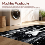 Ultra Soft Area Rug, Non Slip, Stain Resistant, Washable Area Rugs for Living Room, Bedroom, Modern 3D Guitar Artistry(Gray)
