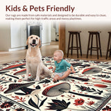 Ultra Soft Area Rug, Non Slip, Stain Resistant, Washable Area Rugs for Living Room, Bedroom, Playful Rustic Nature-Themed Accent(White)