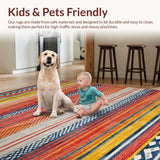Ultra Soft Area Rug, Non Slip, Stain Resistant, Washable Area Rugs for Living Room, Bedroom, Chic Color Blocked Linear Style(Red)