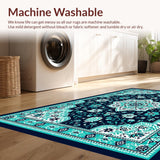 Ultra Soft Area Rug, Non Slip, Stain Resistant, Washable Area Rugs for Living Room, Bedroom, Non-Shedding Floral Medallion Bedroom Carpet(Blue)