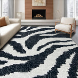 Ultra Soft Area Rug, Non Slip, Stain Resistant, Washable Area Rugs for Living Room, Bedroom, Boho Zebra Kitchen Rug for High Traffic Areas(Black)
