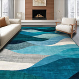 Ultra Soft Area Rug, Non Slip, Stain Resistant, Washable Area Rugs for Living Room, Bedroom, Chic Modern Grey Swirl Patterns(Blue)