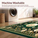Ultra Soft Area Rug, Non Slip, Stain Resistant, Washable Area Rugs for Living Room, Bedroom, Floral Castle for Little Girl Room(Green)