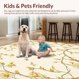 Artistic Beige Ivory Oval with Stylized Floral and Vine Motif(Beige)