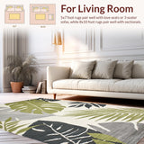 Ultra Soft Area Rug, Non Slip, Stain Resistant, Washable Area Rugs for Living Room, Bedroom, Elegant Earthy Monstera Motif(Gray)