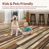 Ultra Soft Area Rug, Non Slip, Stain Resistant, Washable Area Rugs for Living Room, Bedroom, Rustic Pike Fishing Cabin Rug with Wildlife Design(Beige)