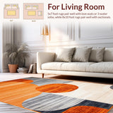 Ultra Soft Area Rug, Non Slip, Stain Resistant, Washable Area Rugs for Living Room, Bedroom, Rustic Minimalist Geometric Aesthetic(Orange)