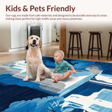 Ultra Soft Area Rug, Non Slip, Stain Resistant, Washable Area Rugs for Living Room, Bedroom, Serene Blue Tidal Patterns(Blue)