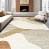 Absorbent Wave Lines Area Pair Non Slip Contemporary Runner(Beige)