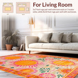 Ultra Soft Area Rug, Non Slip, Stain Resistant, Washable Area Rugs for Living Room, Bedroom, Lively Color-Drenched Artistic Flair(Orange)