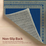 Ultra Soft Area Rug, Non Slip, Stain Resistant, Washable Area Rugs for Living Room, Bedroom, Elegant Greek Key Motif(Blue)
