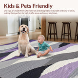 Ultra Soft Area Rug, Non Slip, Stain Resistant, Washable Area Rugs for Living Room, Bedroom, Refined Textured Artful Aesthetic(Purple)