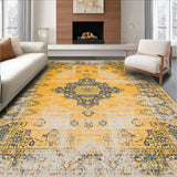 Ultra Soft Area Rug, Non Slip, Stain Resistant, Washable Area Rugs for Living Room, Bedroom, Colorful Abstract Patterned Delight(Yellow)