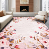 Ultra Soft Area Rug, Non Slip, Stain Resistant, Washable Area Rugs for Living Room, Bedroom, Whimsical Petal Patterned Rug(Pink)