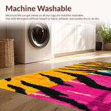 Ultra Soft Area Rug, Non Slip, Stain Resistant, Washable Area Rugs for Living Room, Bedroom, Animal Print Dorm Room Polyester Area Mat(Yellow)