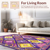 Ultra Soft Area Rug, Non Slip, Stain Resistant, Washable Area Rugs for Living Room, Bedroom, Dynamic Floral Lattice Composition(Purple)