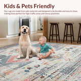 Ultra Soft Area Rug, Non Slip, Stain Resistant, Washable Area Rugs for Living Room, Bedroom, Charming Coastal Ogee Design(Gray)