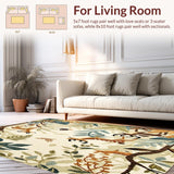 Ultra Soft Area Rug, Non Slip, Stain Resistant, Washable Area Rugs for Living Room, Bedroom, Whimsical Jungle Animal Print Perfect for Kids Rooms(Beige)
