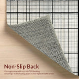 Ultra Soft Area Rug, Non Slip, Stain Resistant, Washable Area Rugs for Living Room, Bedroom, Contemporary Black and White Grid Stripe Rug with Minimalist Layered Motif(Beige)