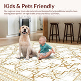 Ultra Soft Area Rug, Non Slip, Stain Resistant, Washable Area Rugs for Living Room, Bedroom, Elegant Beige Trellis Arrangement(Beige)