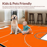 Ultra Soft Area Rug, Non Slip, Stain Resistant, Washable Area Rugs for Living Room, Bedroom, Energetic Round Sports Theme Decor(Orange)