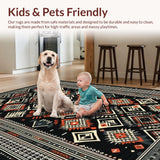 Ultra Soft Area Rug, Non Slip, Stain Resistant, Washable Area Rugs for Living Room, Bedroom, Boho Chic Geometric Motif(Black)